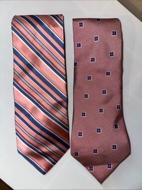 Tommy Hilfiger Pink and Blue Men's Silk Tie Duo